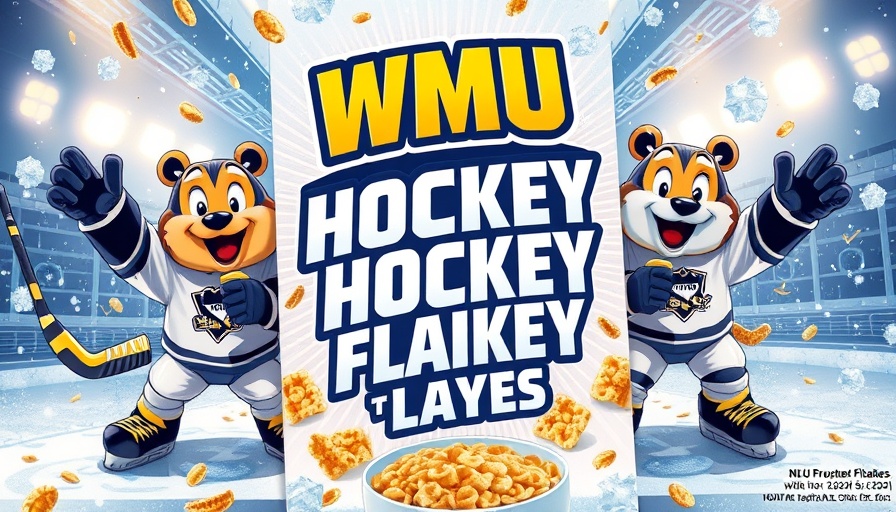 WMU hockey national title celebration on promotional cereal box.