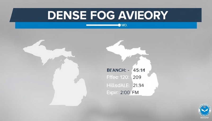 Dense Fog Advisory in Branch and Hillsdale Counties shown on weather alert.