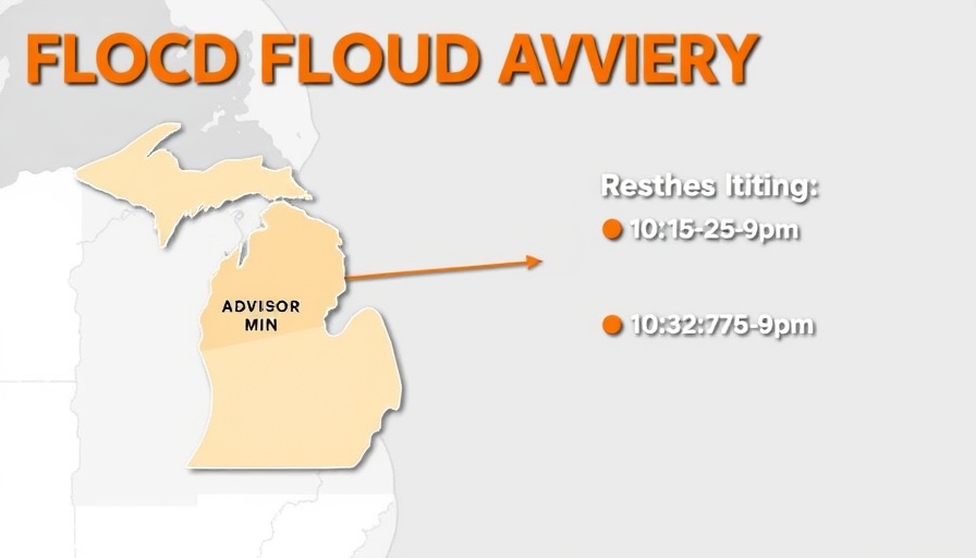 Northern Michigan flood advisory alert with map.