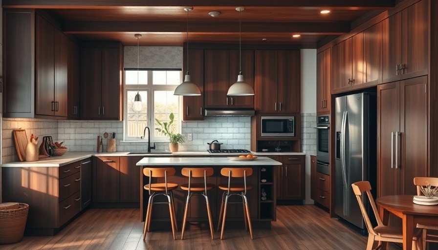 Cozy mid-century kitchen with wooden cabinetry and modern appliances.
