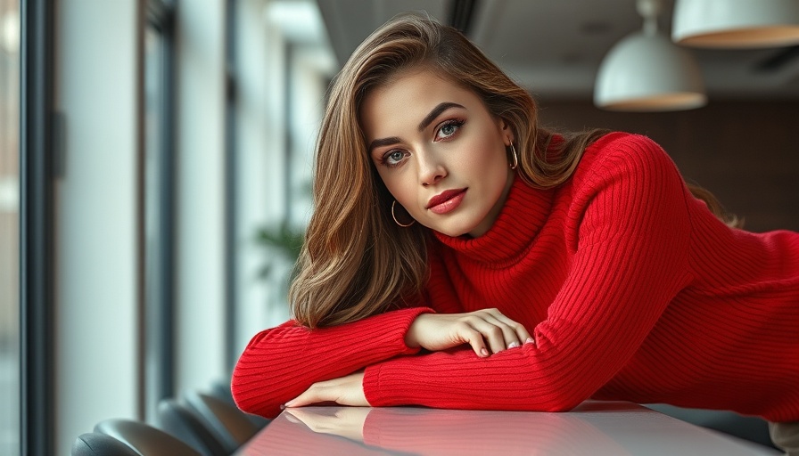 Confident woman in a red sweater, exploring causes of burnout.