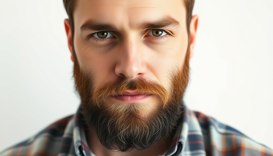 Close-up of a bearded man in plaid shirt with neutral expression.