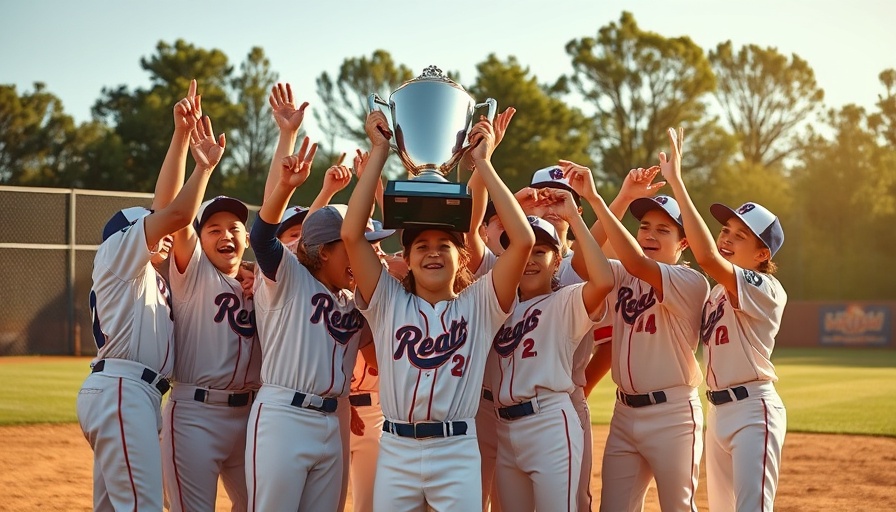 Negaunee Little League team celebrates state title victory with trophy.