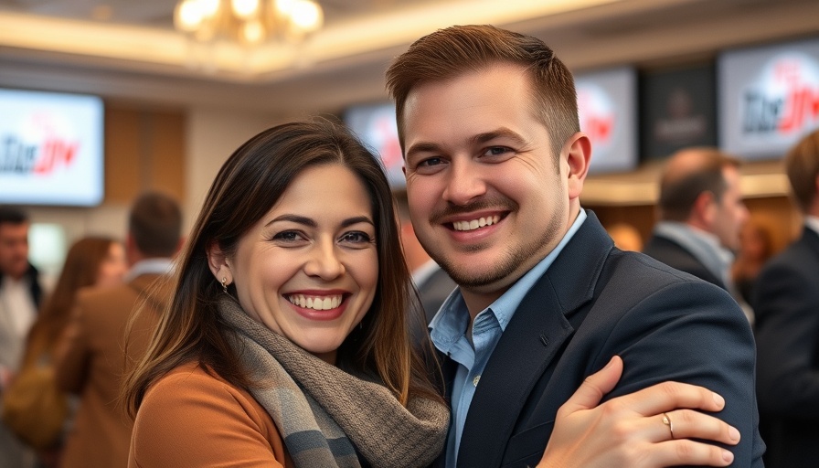 Smiling couple at event discussing Kylie Kelce banned kids shows.