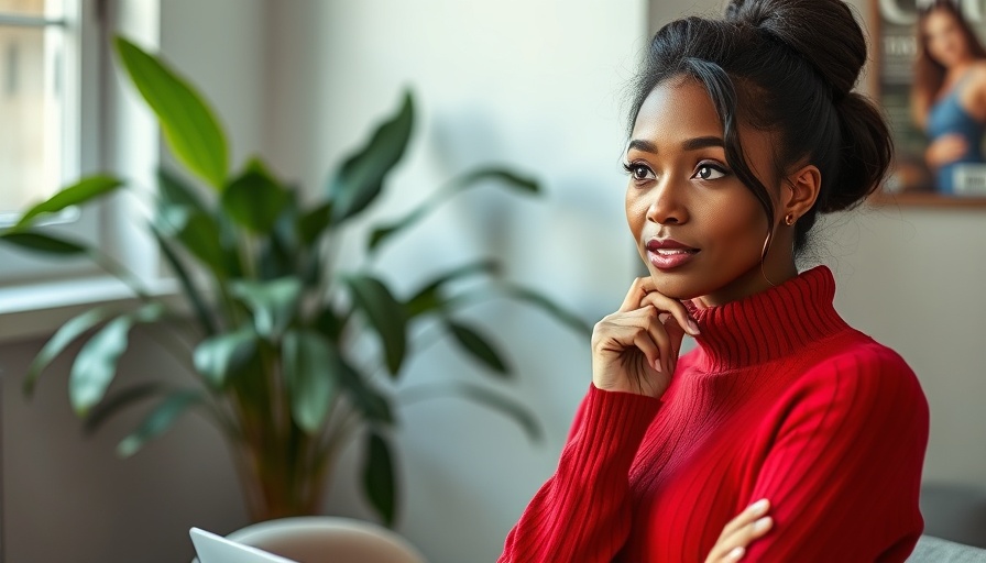 Confident woman in red sweater on a magazine cover, Building a Culture of Focus in the Workplace.
