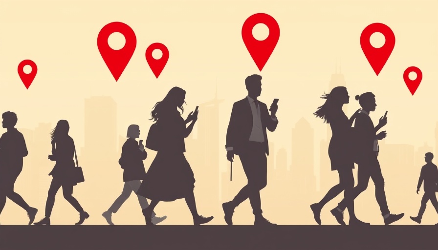 Abstract representation of Instagram map feature with city silhouettes and map pins.