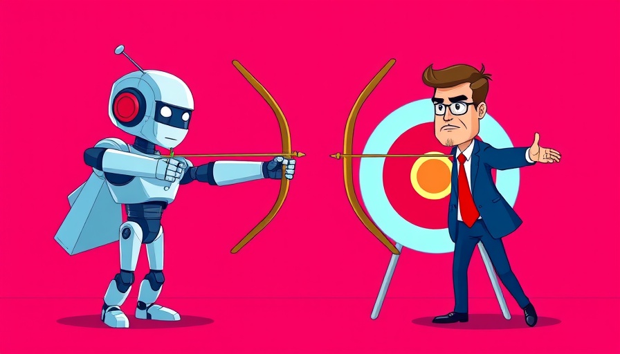 AI can do your job: Robot and businessman compete in archery.