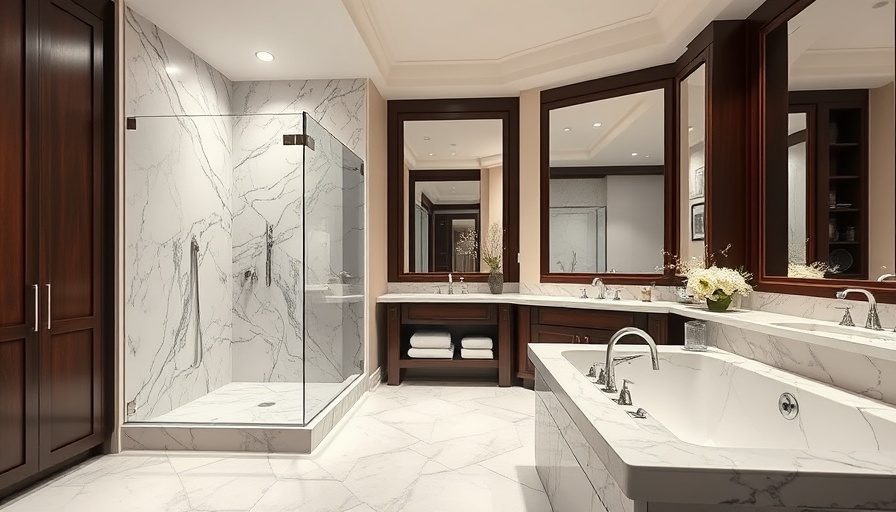 Elegant bathroom renovation with marble shower and tub.