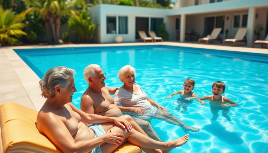 Multigenerational family vacations at a poolside retreat.
