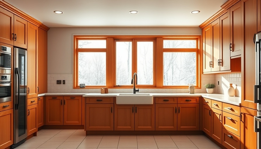 Spacious kitchen with wooden cabinets and a modern design focus.