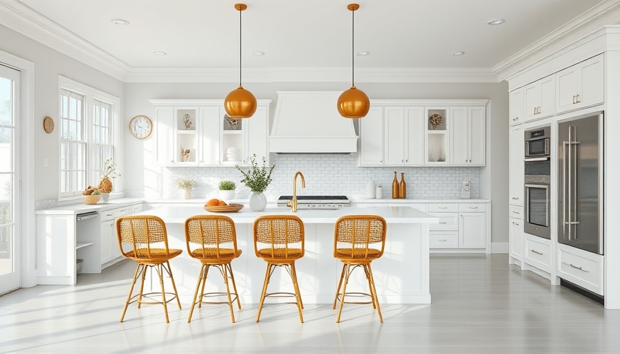 Modern kitchen with chic details, featuring white cabinetry and gold accents.