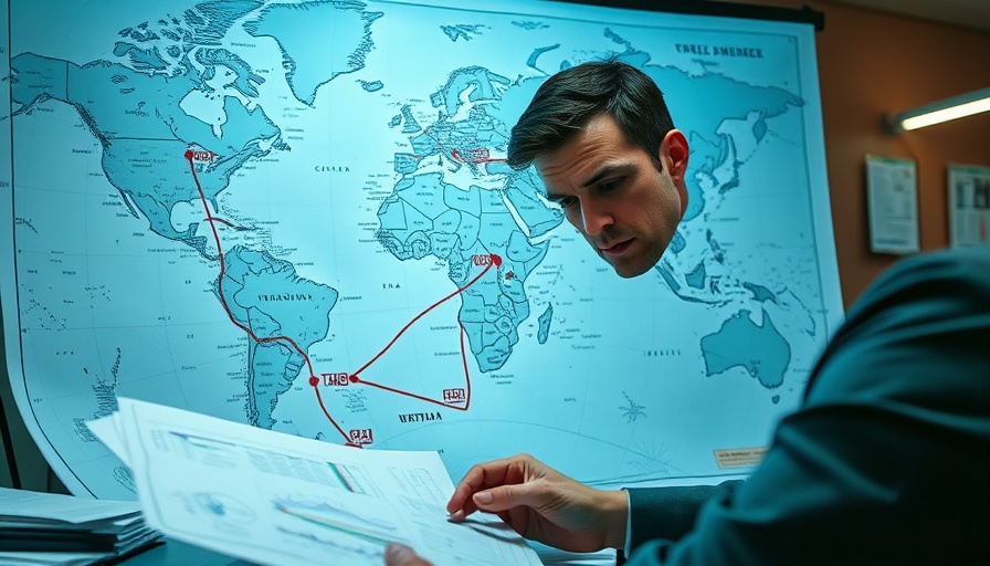 Navigating Trump’s Tariffs concept map with trade routes.