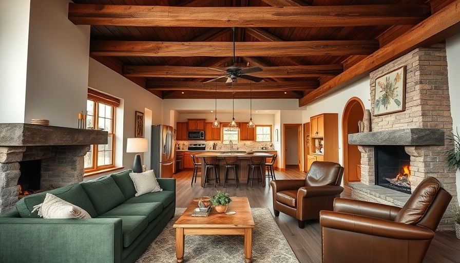 Modern rustic living room showcasing 2025 home design trends.