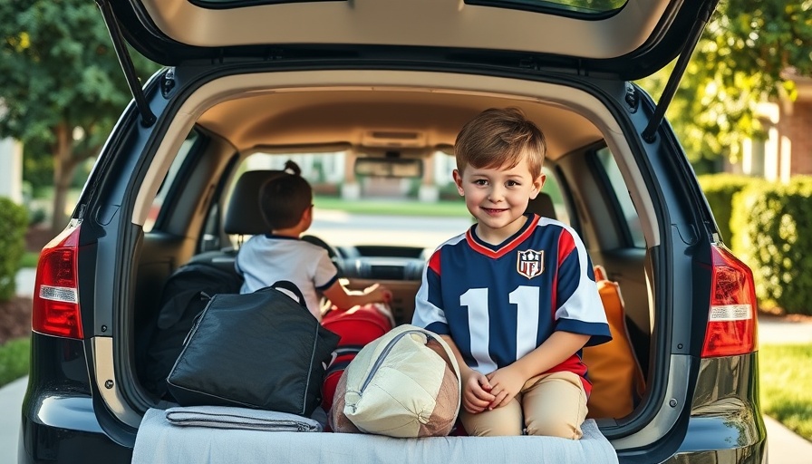 Children packing car for sports trip, sports organization tips for parents.