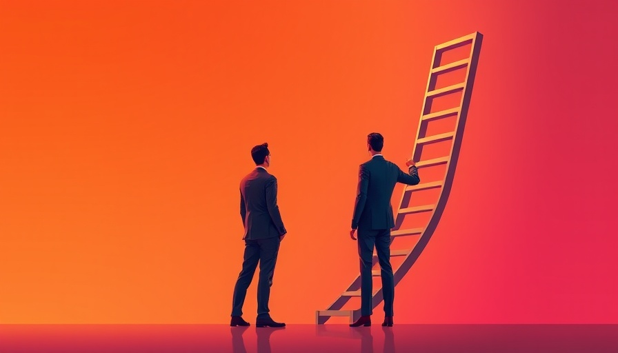 Abstract illustration of AI impact on organizational structure with broken ladder.