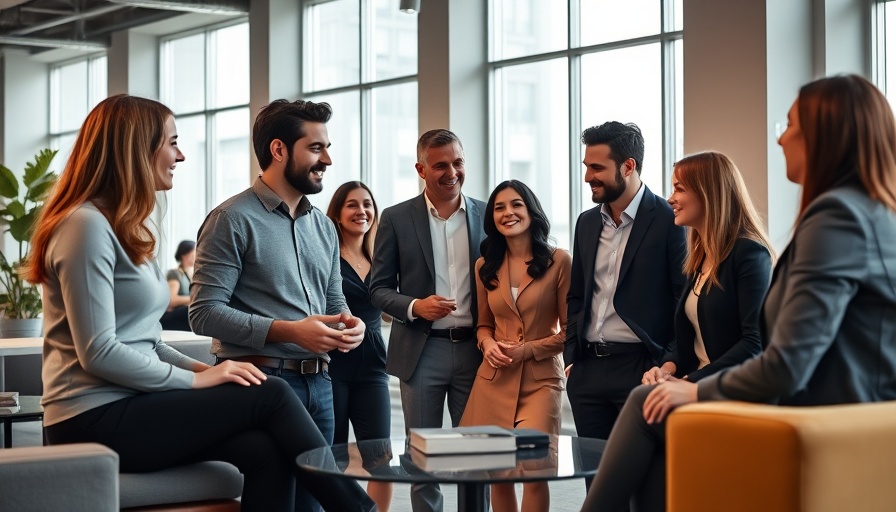 Diverse team collaborating in modern office for employee engagement solutions.