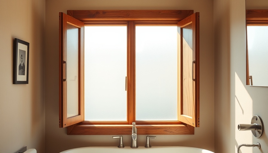 Rustic bathroom window makeover under 60 square feet, warm lighting.