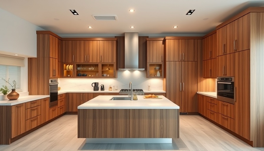 Modern kitchen with wood cabinets for smart storage solutions.