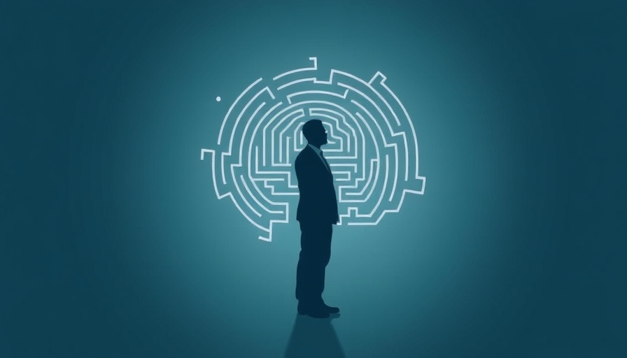 Symbolic maze over leader's silhouette representing problematic thinking.