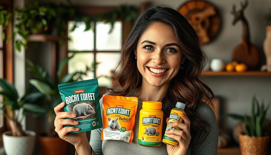 Peppermint oil rodent repellent products displayed by woman.