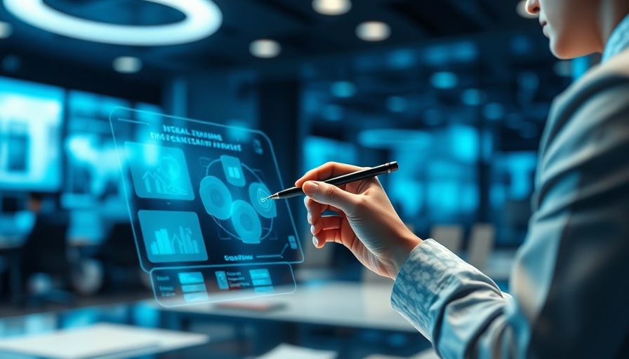Futuristic digital workspace with holographic interface, Figma's stock surge