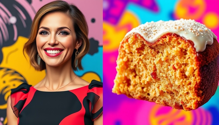 Martha Stewart Apple Cider Donut Cake slice with vibrant background.