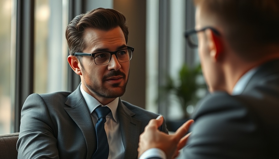 Confident businessman discussing in a formal setting, relating to Microsoft AI.