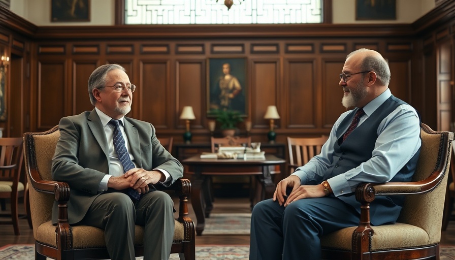 Discussing AI expansion in India in a formal setting with two seated men.