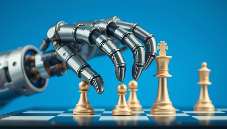 Robotic hand in AI chess strategy move, AMD AI strategy.