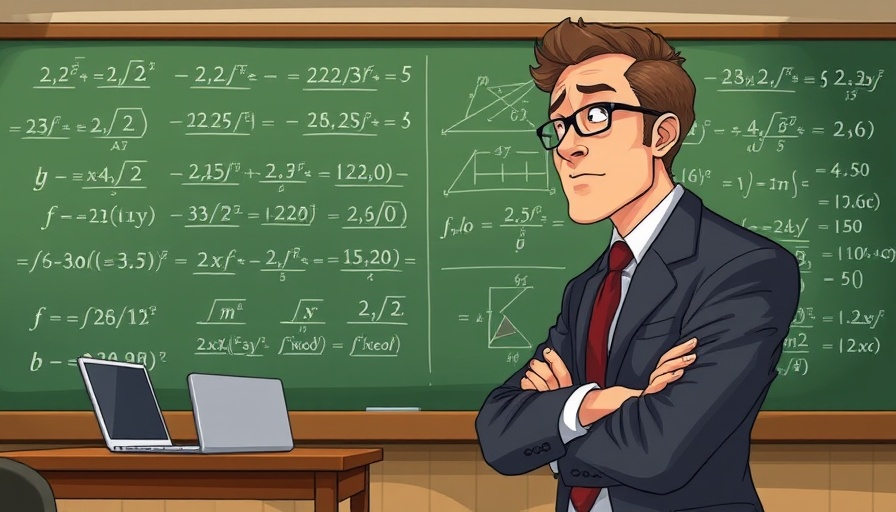 Deep Reasoning AI concept illustrated by professor analyzing complex equations.