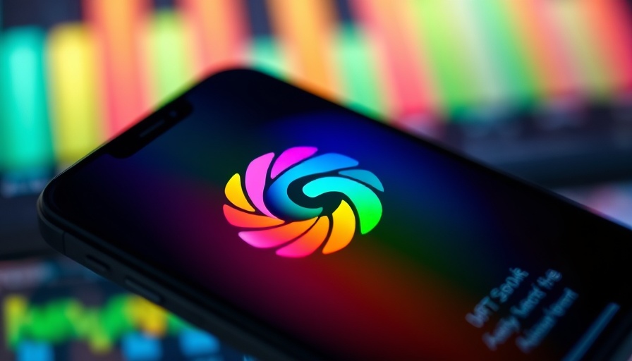 Colorful abstract logo on smartphone with vibrant background related to Microsoft AI.