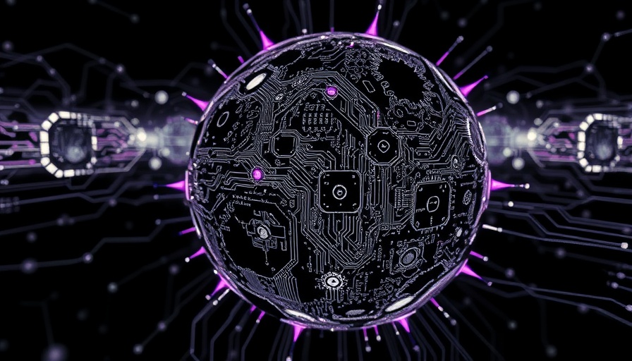 Futuristic AI data orchestration visualization with circuits and globe.