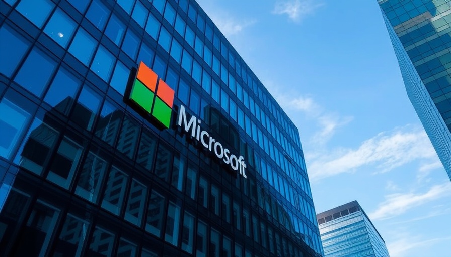 Microsoft building exterior reflecting sky, daytime.