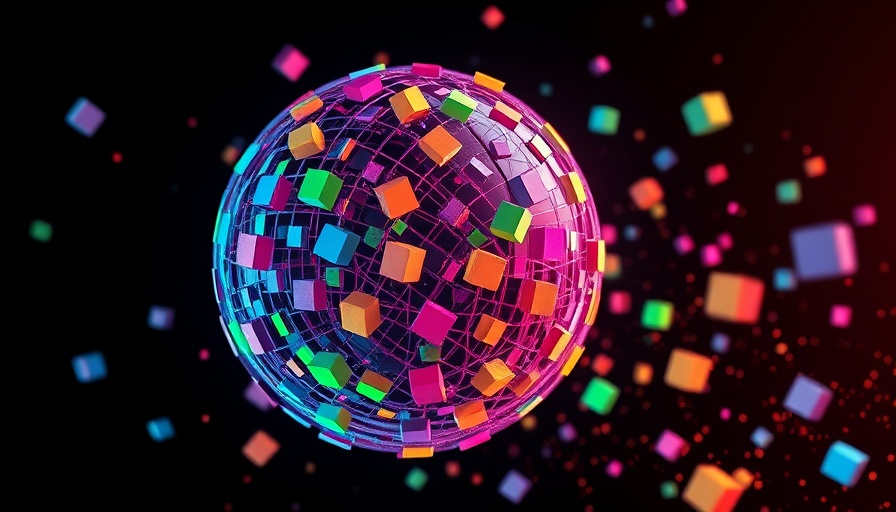 Colorful 3D digital sphere with cubes in a futuristic design.