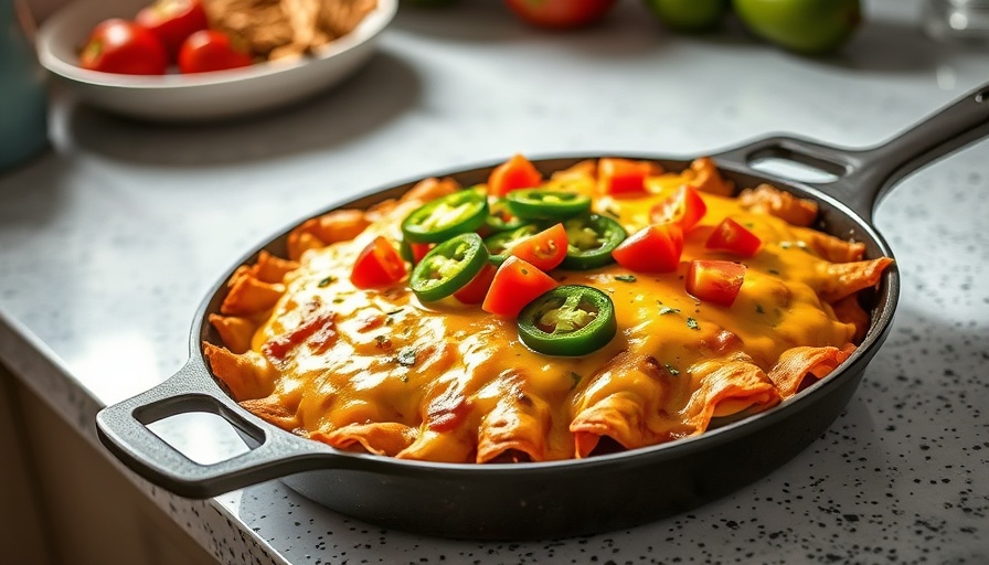 Easy recipes: Cheesy enchilada skillet with toppings.