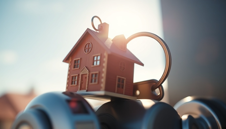 2026 Housing Market Outlook: Key in door with house-shaped keychain.