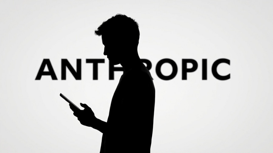 Silhouette holding smartphone reading 'Anthropic' text, AI regulation theme.