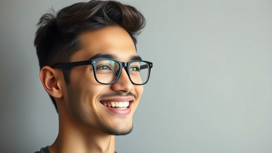 Young man smiling with glasses, Electricity and AI Race