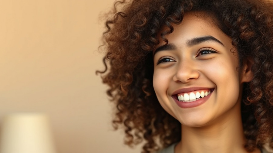 Joyful young woman smiling, showcasing happiness.