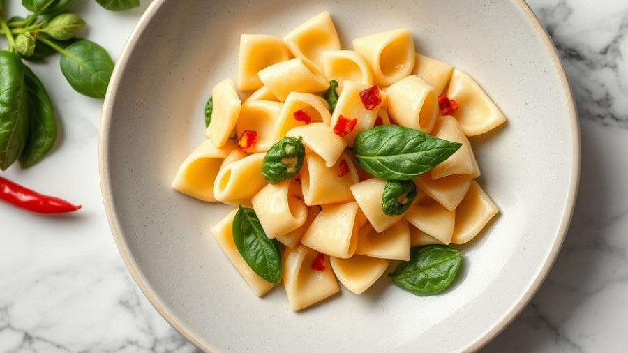 Creamy 4-ingredient dinner: bowtie pasta with spinach and chili.