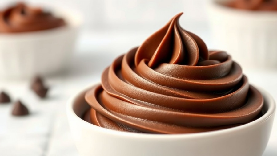 Rich and creamy 3-ingredient chocolate frosting in a bowl.