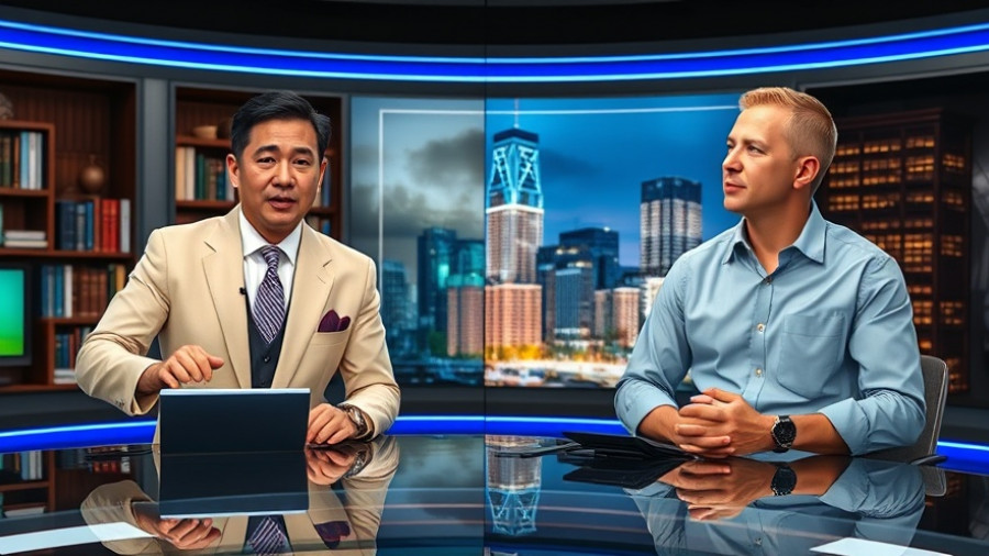 Split-screen discussion on U.S.-China AI rivalry, Hong Kong-Boston connection.