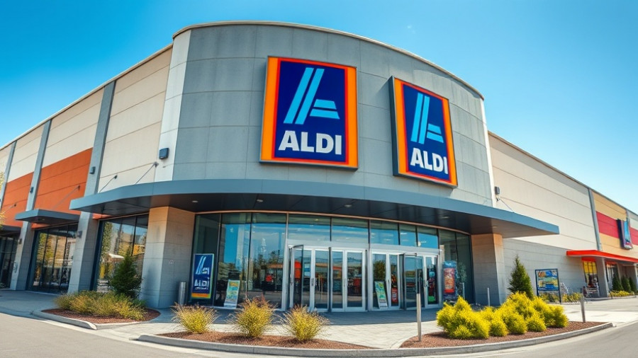 Aldi supermarket exterior with logo and entrance.