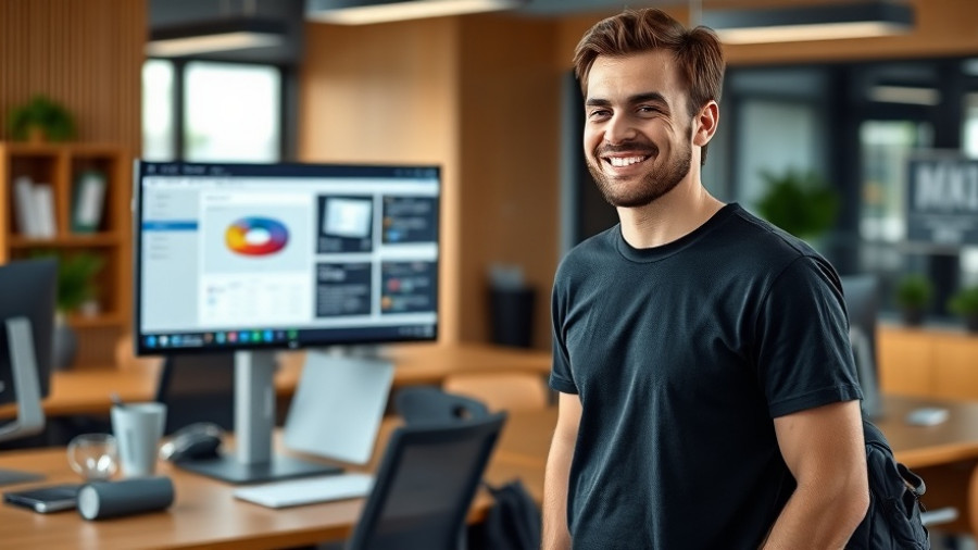 AI executive assistants in use by a smiling man in an office.