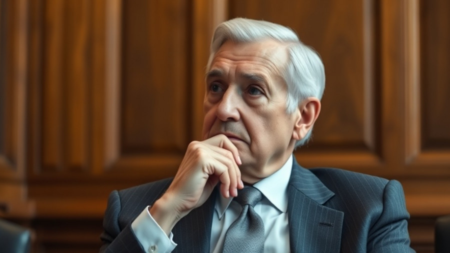 Thoughtful elderly man in governmental setting, perplexity AI.