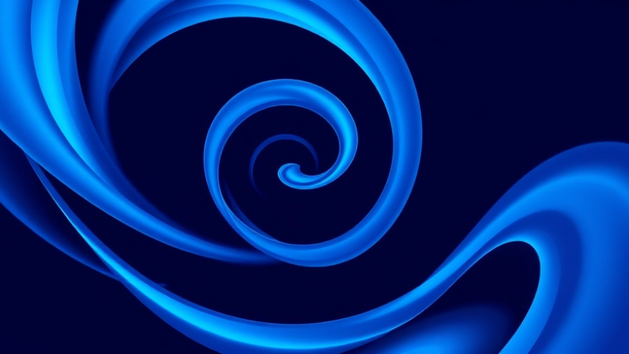 Abstract swirling blue shapes on dark background representing Microsoft AI.