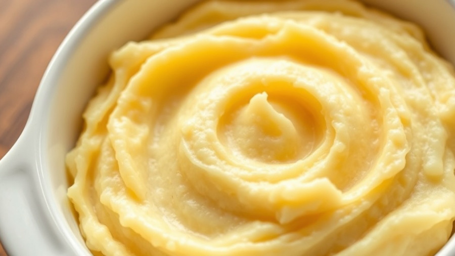 Creamy mashed Yukon Gold potatoes in a white ceramic dish, perfect for mashed potatoes.