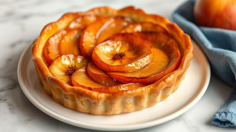 Easy Tarte Tatin recipe with caramelized apples on a plate.