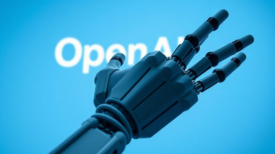 Robotic hand reaching for OpenAI logo, highlighting AI music composition.