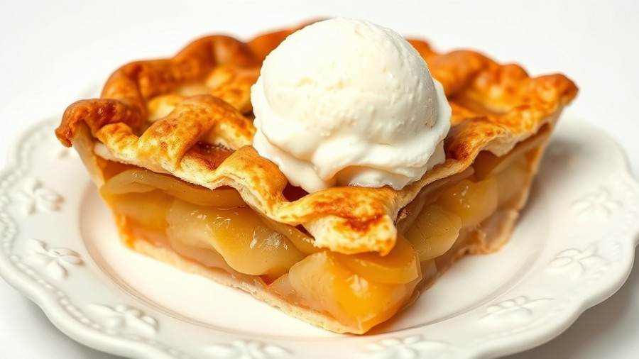 Easy apple pie recipe with ice cream on a plate.